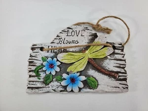 Butterfly Flower Garden Plaque Stone With Hanging Rope Home Decor Front Door - Picture 1 of 5