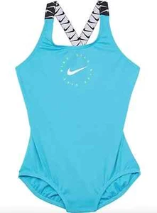 Nike L47124 Girl's Logo Tape Cross-Back One-Piece Swimsuit Size Medium - Picture 1 of 1