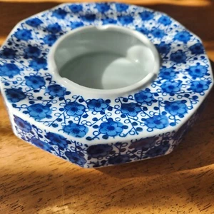 Large Japanese Blue & White Ashtray/Candle Holder - Picture 1 of 4