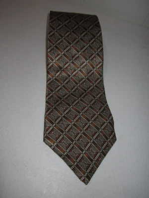 Guess Men's Necktie Designer Tie Bronze Brown Geometric 100% Silk USA L-58 W-4 - Image 1 of 4