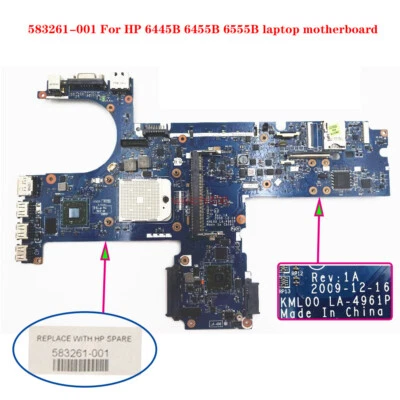 583261-001 For HP 6445B 6455B 6555B 6545b AMD motherboard LA-4961P Tested OK - Image 1 of 4