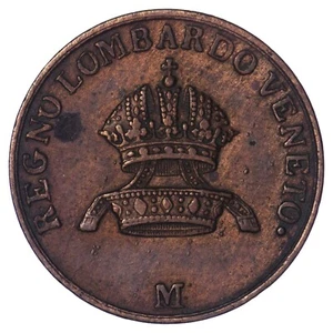 Italie 1 centesimo 1822 Franz I (Lombardie) cuivre pièce de monnaie italienne - Imagen 1 de 2