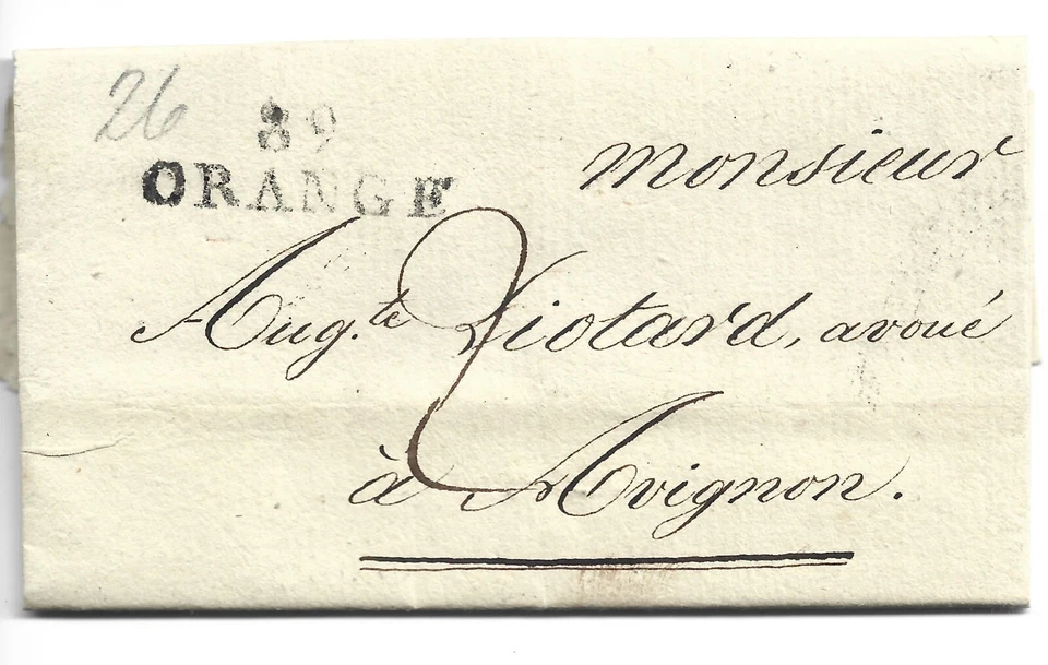 FRANCE 1826 ORANGE TO AVIGNON PRE STAMP LETTER 472(ZZ263) - Image 1 of 1