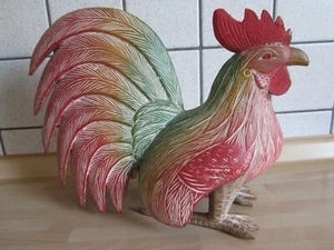 Gallo colorido de madera 29x24cm 1,2 kg figura decorativa figura Kikiriki - Imagen 1 de 1