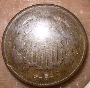 1867 Two Cent Doubled Die Obverse Scratched Good Details - Picture 1 of 11