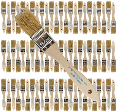 CHIP PAINT BRUSHES Disposable Wide Brush Light Brown 96 Pack 1 Inch PRO GRADE • 34.15€