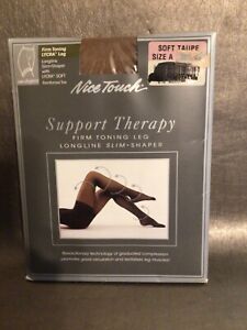 NICE TOUCH Support Therapy Firm Toning Leg PANTYHOSE - Soft Taupe Size A