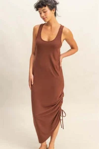 HYFVE Scoop Neck Side Tie Detail Midi Dress - Picture 1 of 8
