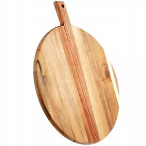 Round Wooden Chopping Board with Handle Large Pizza Serving Platter Home Kitchen - Picture 1 of 6