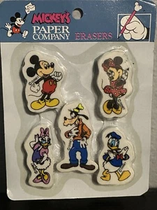 VTG Disney Mickey Mouse Minnie Pluto Die Cut Eraser Set Of 5 Paper Co. NEW! NOS! - Picture 1 of 2