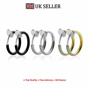 Top Quality Fake Ear Cheater Clip On Earrings Nose Ring Hoop Eyebrow-Lip Cuff - Picture 1 of 8