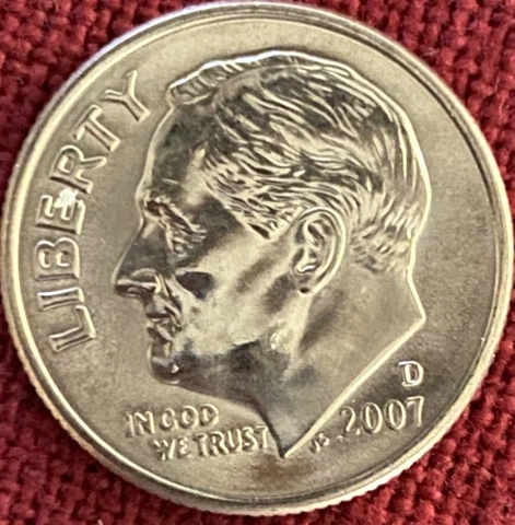 2007 D Roosevelt Dime BU from Original Bank Wrap Cover