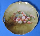 Antique R S Germany 9 1/2" Display Cabinet  Plate Tray  Basket of Flowers