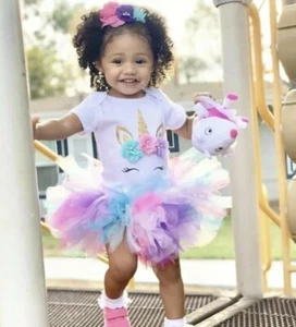 Toddler Kids Baby Girl Dress 1 Year Birthday Wear Christening Unicorn Party... - Picture 1 of 12
