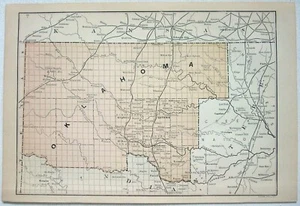 Oklahoma - Original Karte von 1895 von Hunt & Eaton. Antik - Bild 1 von 3