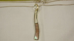 Vintage Sterling Silver 925 Necklace Pendant Abalone Wave Sunstone Unlimited - Picture 1 of 12