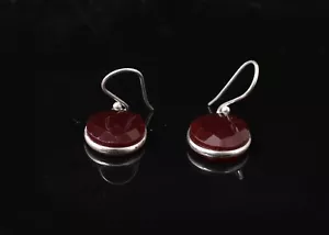 925 Sterling Silver Gemstone ruby Handmade very beautiful Gift Earrings ES-1427 - Picture 1 of 8