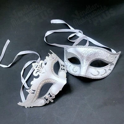 White Masquerade eye mask cosplay wedding white Dress Birthday Anniversary Party - Image 1 of 3