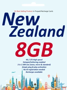 New Zealand Travel - 15 days 8GB Spark NZ Prepaid data SIM card 5G/4G - Zdjęcie 1 z 4