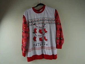 'FRIENDS' TV Show SitCom Characters Men's L Cotton Poly Christmas Sweater NWOT - Picture 1 of 5
