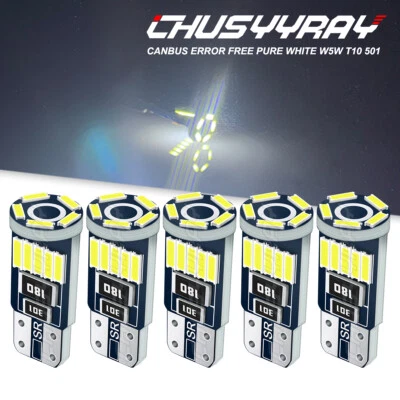 5x CANBUS ERROR FREE SMD LED XENON HID PURE WHITE W5W T10 501 SIDE LIGHT BULBS - Image 1 of 4