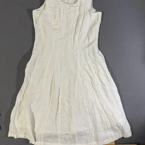 J Jill Sleeveless 100% Linen Maxi Dress Size Large White Round Neck Coastal - Picture 1 of 10