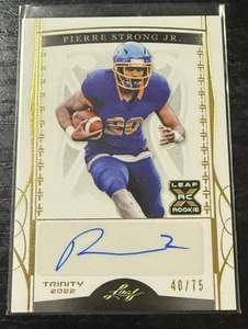2022 Leaf Trinity Football Gold Foil Auto 40/75 Pierre Strong Jr. #BA-PSJ - Picture 1 of 3