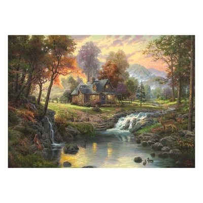 Schmidt Spiele   Thomas Kinkade: Mountain Retreat (1000pc)   Puzzle   Ages 12+ M - Immagine 1 di 2