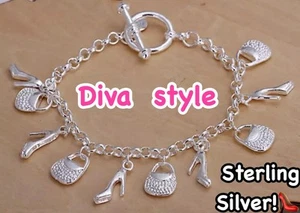 Cartera y Tacones Plata de Ley Pulsera con Dije para Mujer* ¡Envío Gratis! - Imagen 1 de 1