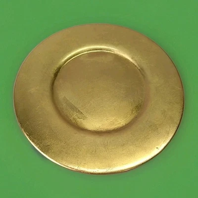 Vintage Heavy Pottery Pier 1 Imports Gold-leaf Charger Plate 13" Replacement - Image 1 of 4