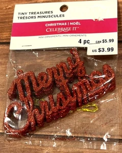 Celebrate It Christmas Mini Ornamente oder Verzierungen Set Glitzer Rot 526951 - Bild 1 von 3