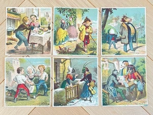 6 Chromos A la redingote grise Fables de la Fontaine cigale et fourmi XIXe - Imagen 1 de 2