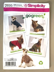 Simplicity Dog Clothes Pattern 2695 Size XS-M UNCUT - Foto 1 di 2