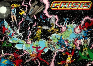 CRISIS ON INFINITE EARTHS PROMOTIONAL POSTER 1986 PEREZ ART Marked NOT FOR SALE - Picture 1 of 5