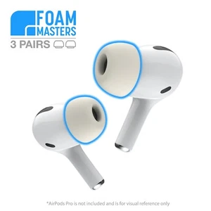 Foam Masters Memory Foam Ear Tips for Apple AirPods Pro Replacement Earbuds WHT - Picture 1 of 7