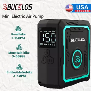 Bucklos Elektrische Luftpumpe 150PSI Mini Inflator 2400mAh Typ-C für Fahrradreifen/Ball - Bild 1 von 16