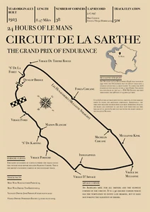 Le Mans 24 Stunden Retro Rennstreckenkarte - Bild 1 von 5