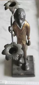 bronzo/ottone ghisa figura scimmia libretto servizio candele supporto vecchio top arte decorazione - Foto 1 di 21