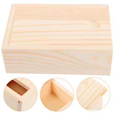 Small Wooden Storage Box Container Empty Gift Box Wood Box with Sliding Lid - Image 1 of 4
