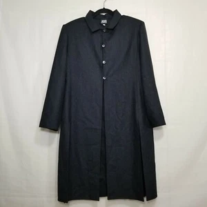 Vintage Adri New York Lagenlook Knopfleiste Mantel schwarz Gr. L groß 100 % Wollschlitze - Bild 1 von 11
