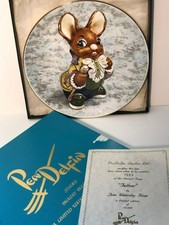 Pendelfin Father Rabbit & Mother Rabbit W/ Baby Plates With Certificates Set