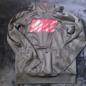 Nike Hoodie Kids Girls Youth Large Black Pink Logo Therma-Fit Polyester - Picture 1 of 5