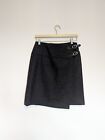 Celtic & Co Mini Kilt Size UK 8 Skirt 100% Wool Black Grey Buckle