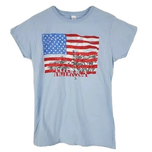 Camiseta Gildan Niñas Junior XL Top América Bandera EE. UU. Estilo Suave Azul 100% Algodón  - Imagen 1 de 7
