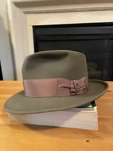 1950s Vintage Knox Twenty Olive Green Fedora Hat 7 ⅝ - Picture 1 of 19