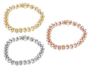 Solitaires 15 Pointer Sticks n Stones 17 3/10 CT Real Diamond Bracelet Gold 9... - Picture 1 of 9