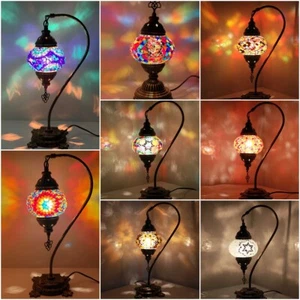 Turkish Moroccan Mosaic Lamp Tiffany Glass Table Desk Colorful - Free LED Bulb - Picture 1 of 106