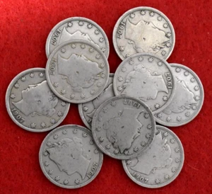 1907 Liberty Nickel G+ 10-coin lot=1/4 ROLL #22001907 - Picture 1 of 2