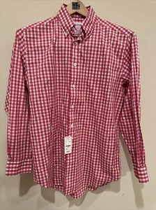 NWT Brooks Brothers 346 Original Polo Shirt Non-Iron S Red Check Button Down - Picture 1 of 6