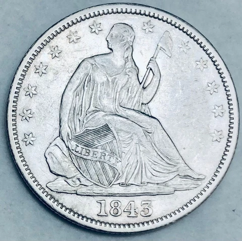 1843-P Seated Liberty Half Dollar AU Details Cover